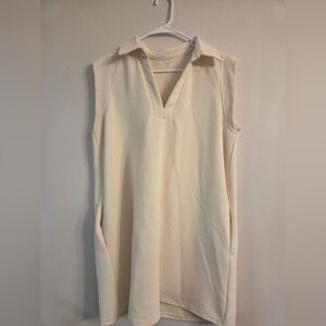Cream Sleeveless Polo Mini Dress Size Large
